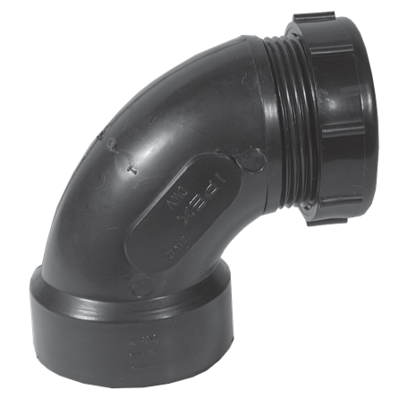 1-1/2 in X1-1/4 in 90D ABS DWV ELBOW SJ NUTxH